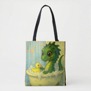Cute big eye baby sea serpent bubble bath fantasy  tote bag