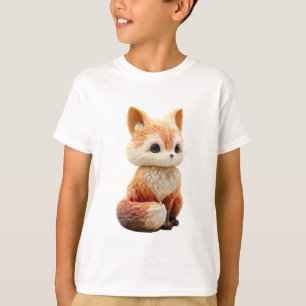 Cute Big Eyed Adorable Sitting Red Fox Kids T-Shirt