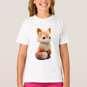 Cute Big Eyed Adorable Sitting Red Fox Kids T-Shirt