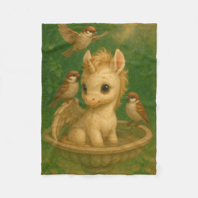 Cute, Big-eyed, baby unisus, pegasus unicorn  Fleece Blanket (Front)