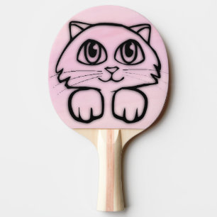 Cute  Big Eyed Cat Peeking Pink Ping Pong Paddle