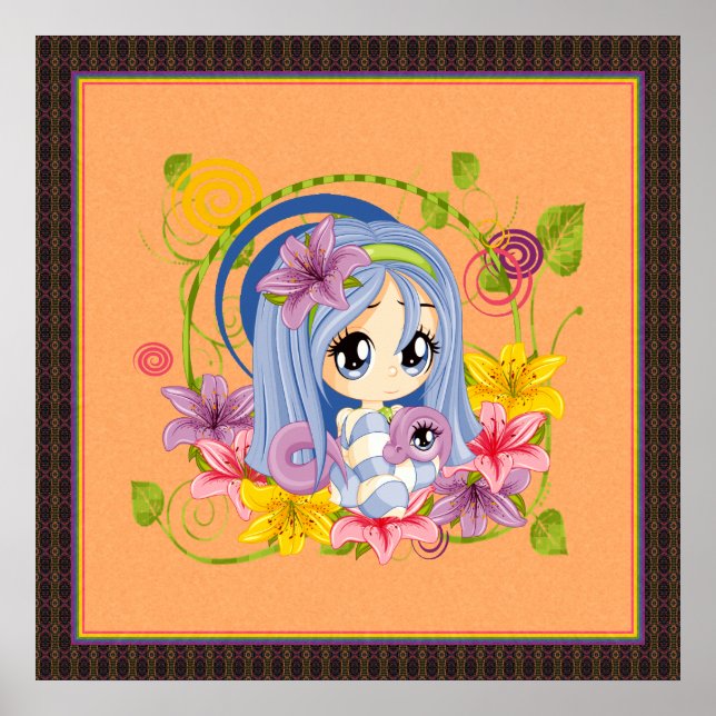 Cute Big Eyed Chibi Dragon Fairy Poster (Front)
