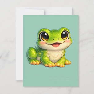Cute Big-Eyed Frog Kawaii Animal Design RSVP Card