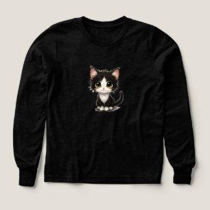 Cute Big‑Eyed Kitten – Chibi Black & White Cat
