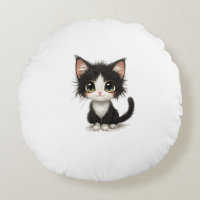 Cute Big‑Eyed Kitten – Chibi Black & White Cat