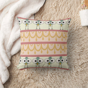 Cute Big Eyed Owl Bird Pattern Throw Pillow