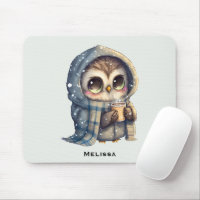 Cute Big-Eyed Owl Holding a Coffee