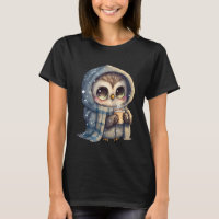 Cute Big-Eyed Owl Holding a Coffee