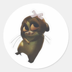 Cute Big Eyes Animal Sticker with White Bow