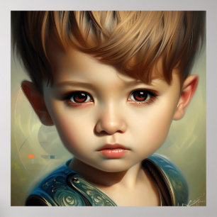 Cute big eyes girl boy Toddlers Modern Art 2 Poster