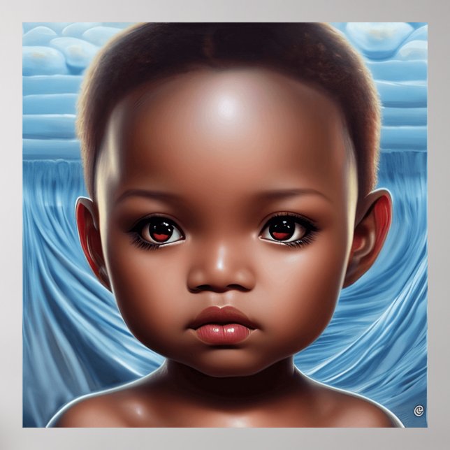 Cute big eyes girl boy Toddlers Modern Art 6 Poster (Front)
