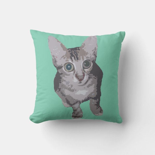 Cute Big Eyes Kitten Cushion (Front)