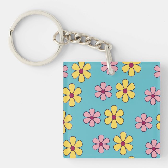 Cute big flower pattern key ring (Front)