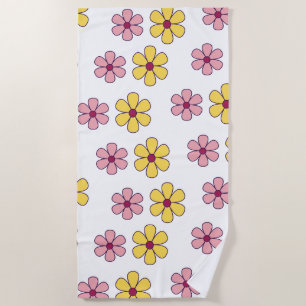 Cute big flowers beach towel