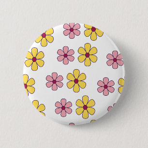 Cute big flowers pattern 6 cm round badge