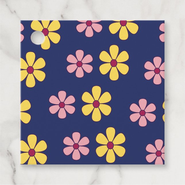 Cute big flowers pattern favour tags (Front)