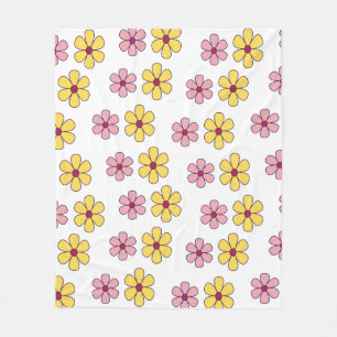 Cute big flowers pattern fleece blanket