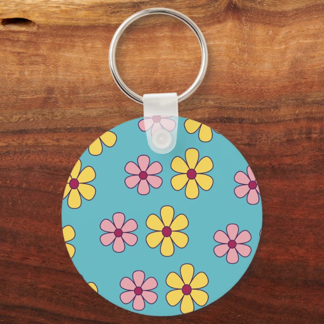 Cute big flowers pattern key ring (Front)