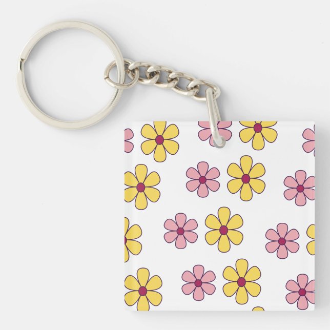 Cute big flowers pattern key ring (Front)