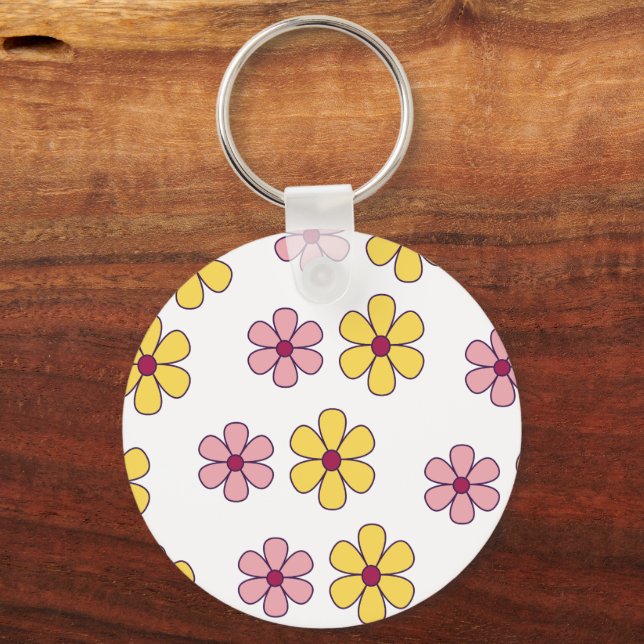 Cute big flowers pattern key ring (Front)