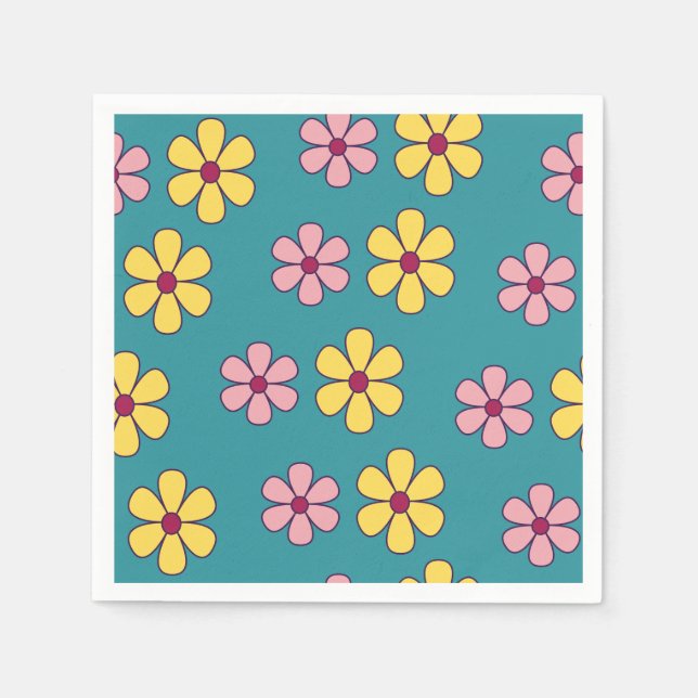 Cute big flowers pattern napkin (Front)