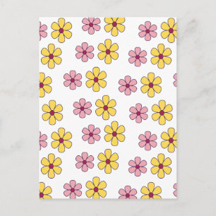 Cute big flowers pattern postcard