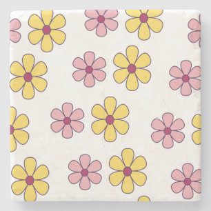Cute big flowers pattern stone coaster