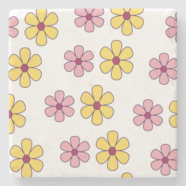 Cute big flowers pattern stone coaster (Front)