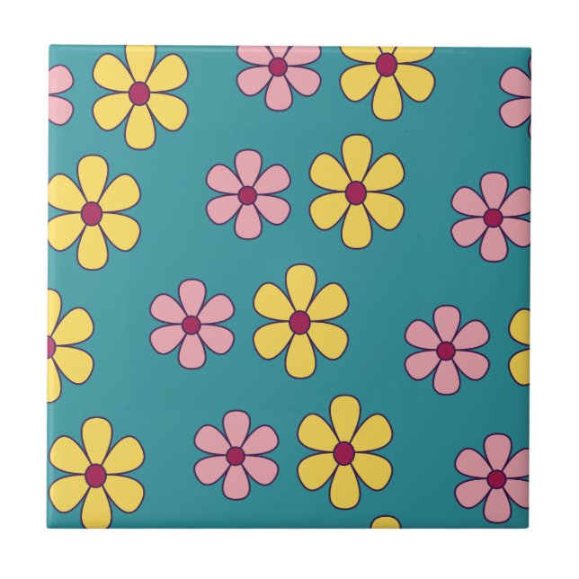 Cute big flowers pattern tile (Front)