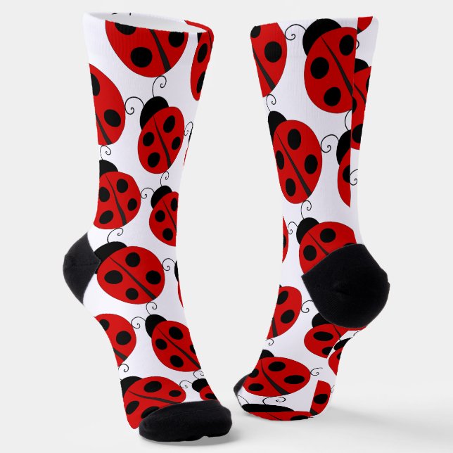 Cute Big Ladybird Pattern Socks (Angled)