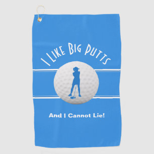 Cute Big Putts Golfer Sports Humour Blue For Her Golf Towel