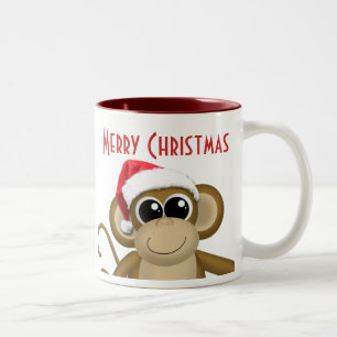 Cute Big Santa Hat Monkey Mug