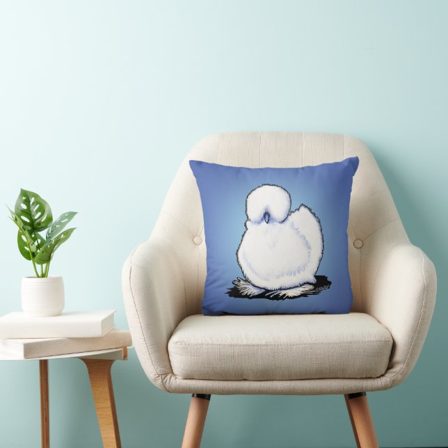 Cute Big Silkie Chicken Throw Pillow (Chair)