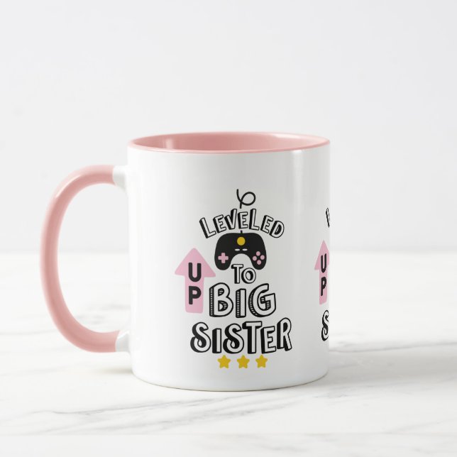 Cute big Sister level word art  Mug (Left)