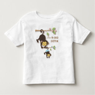 Cute Big Sister Monkey with Lil' Baby Brother Toddler T-Shirt