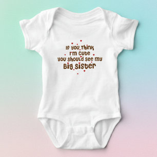 Cute Big Sister T-shirt for Little Sister Baby Bodysuit