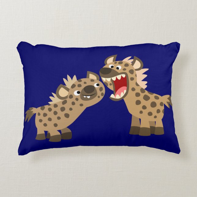 Cute Big-Teethed Cartoon Hyenas Accent Pillow (Front)