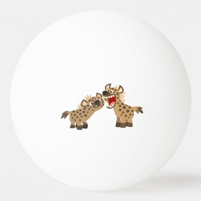 Cute Big-Teethed Cartoon Hyenas Ping Pong Ball (Front)