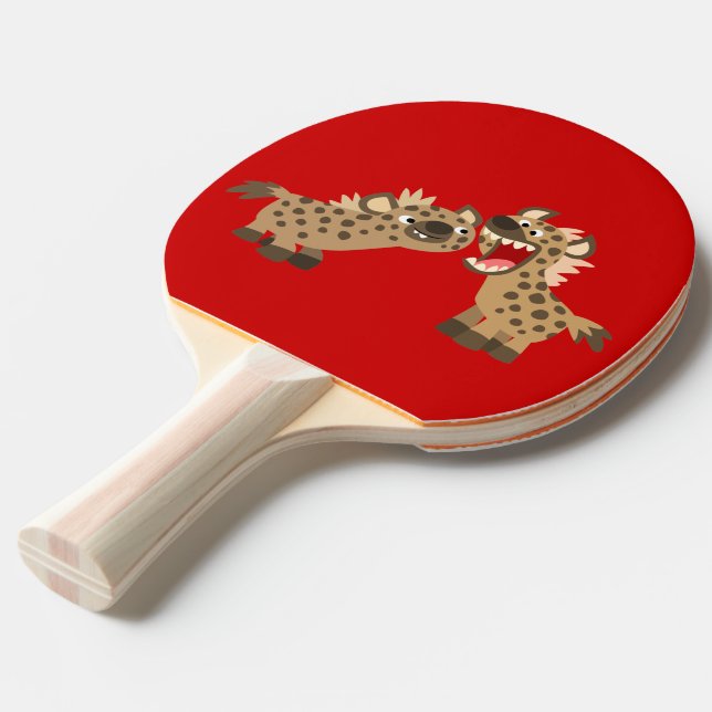 Cute Big-Teethed Cartoon Hyenas Ping Pong Paddle (Front Angle)