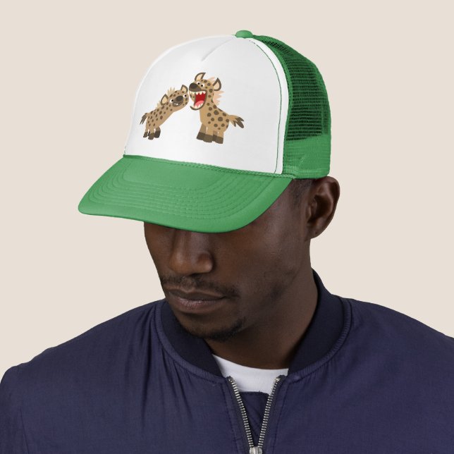 Cute Big-Teethed Cartoon Hyenas Trucker Hat (In Situ)