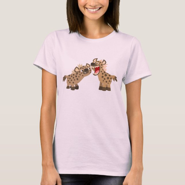 Cute Big-Teethed Cartoon Hyenas Women T-Shirt (Front)