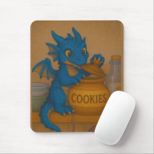 Cute bigeye baby blue storm dragon cookies fantasy mouse pad