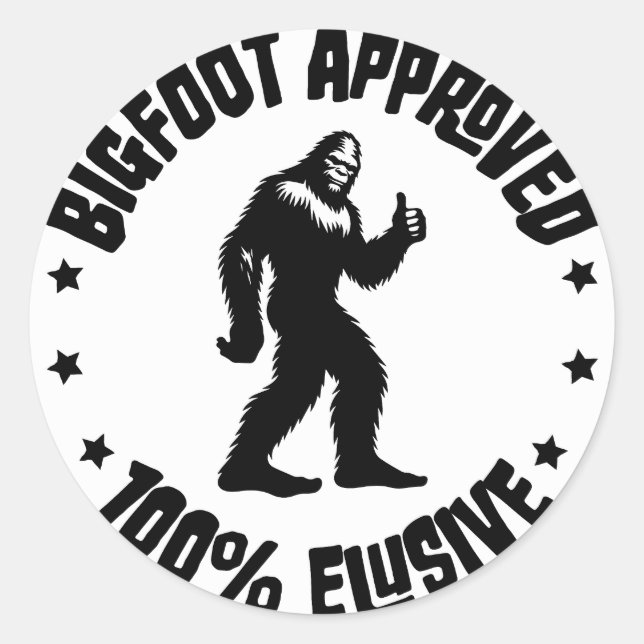 Cute Bigfoot Approved Retro Sticker (Front)