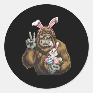 Cute Bigfoot Bunny Sasquatch Easter Day Mens Boys  Classic Round Sticker