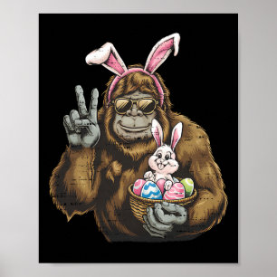 Cute Bigfoot Bunny Sasquatch Easter Day Mens Boys  Poster