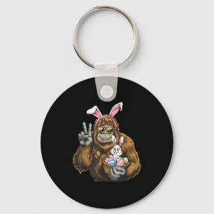 Cute bigfoot bunny sasquatch easter day mens boysC Key Ring