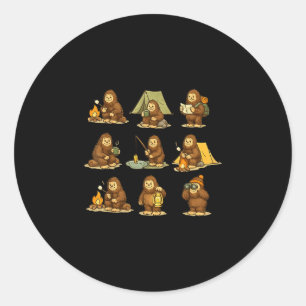 Cute bigfoot camping sasquatch outdoors hiking classic round sticker