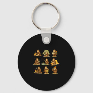 Cute bigfoot camping sasquatch outdoors hiking key ring