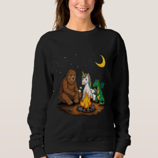 Cute Bigfoot Unicorn Dragon Campfire Camping Sweatshirt