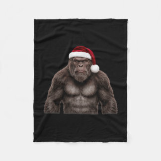 Cute bigfoot wearing santa hat christmas sasquatch fleece blanket